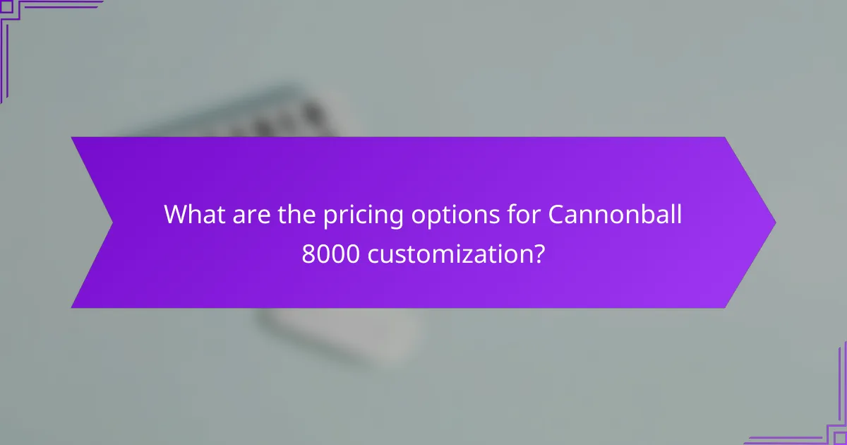 What are the pricing options for Cannonball 8000 customization?